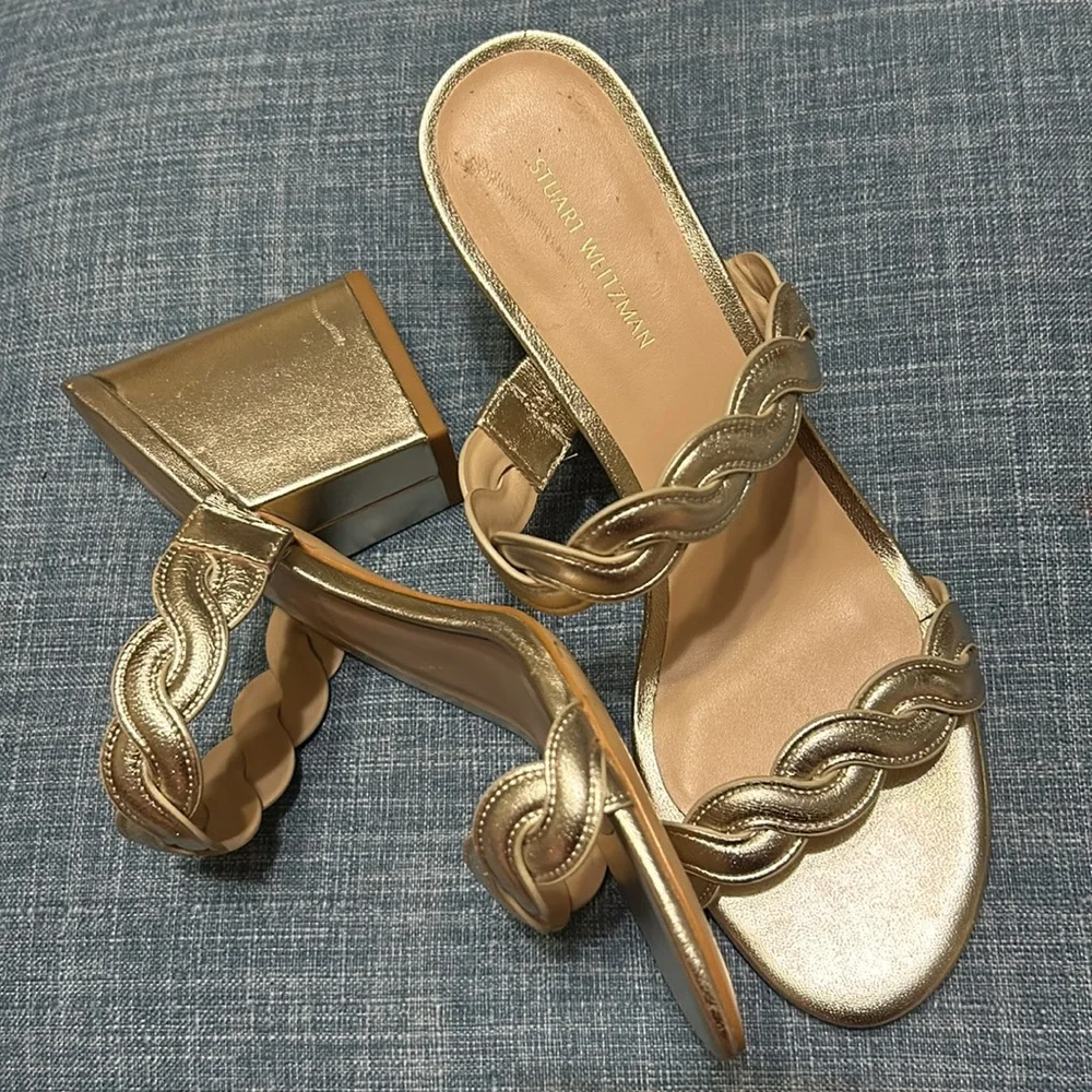 Stuart Weitzman, Twistie 75 Block Heel Slide Sandal, US 7, NWOT